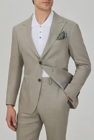 2 Piece Summer Linen Double Breasts Peak Lapel Men's Suits