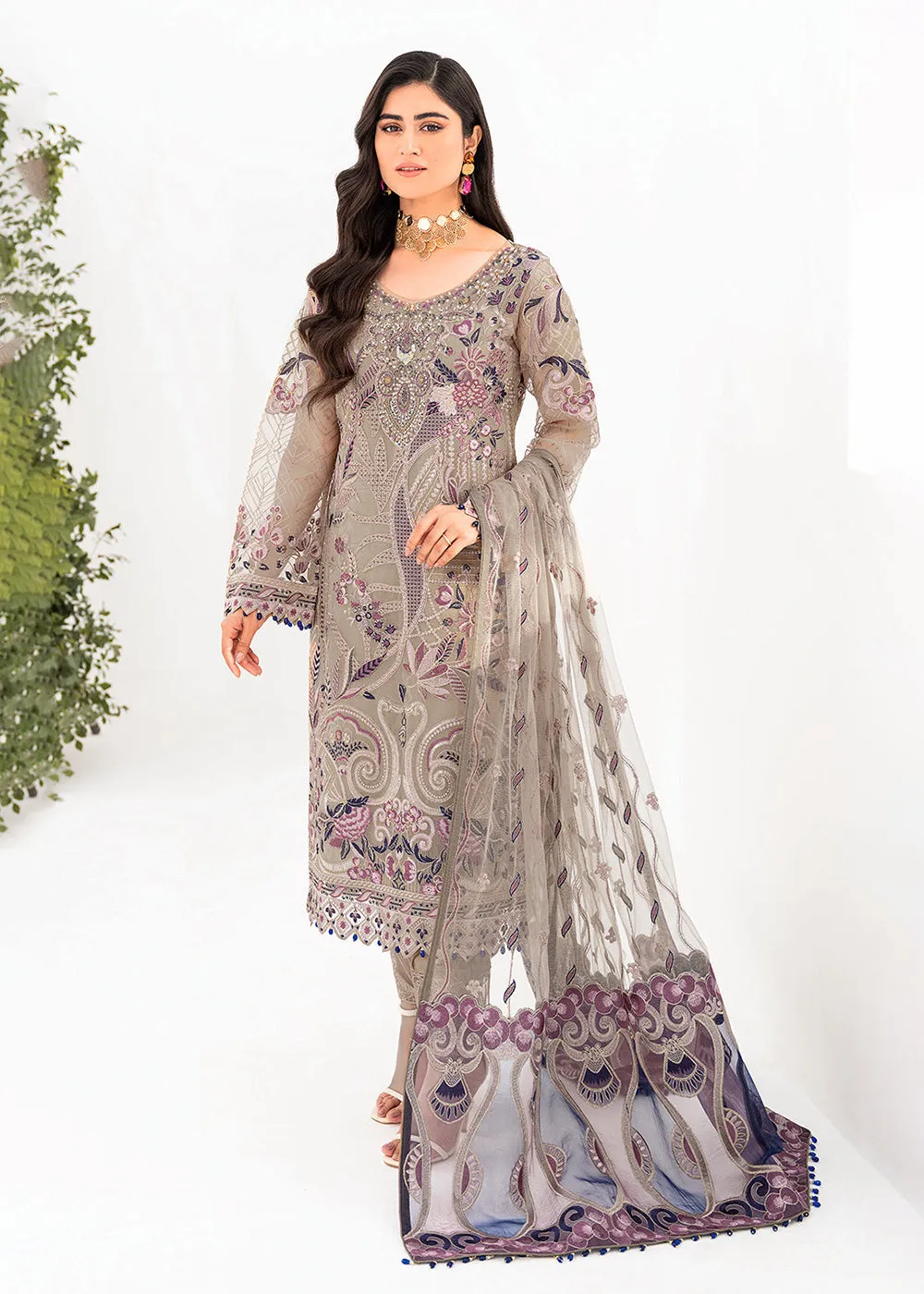 Beige Organza Suit - Ramsha Minhal Collection Vol 8 - #M-809