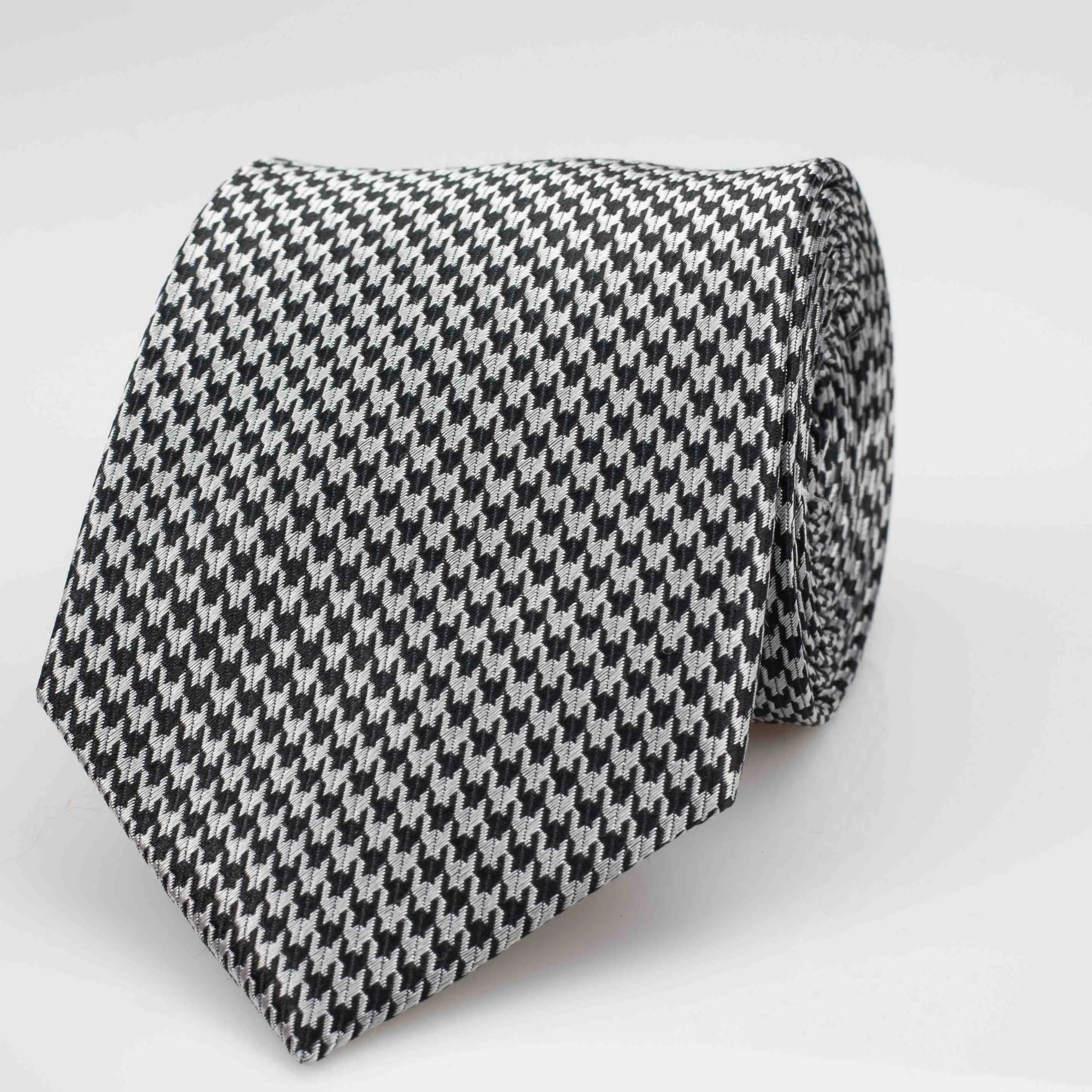 Black and White Silk Houndstooth Tie