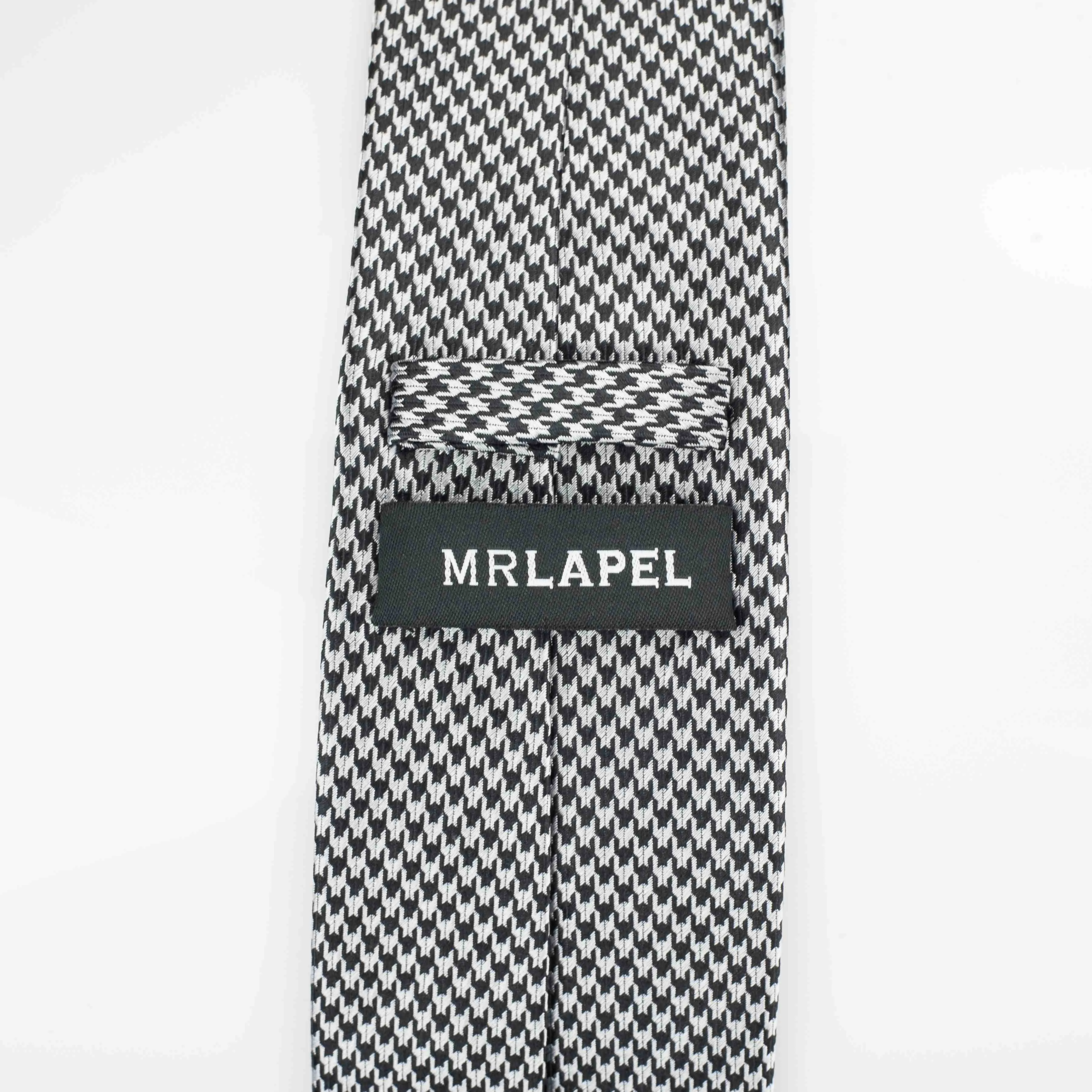 Black and White Silk Houndstooth Tie