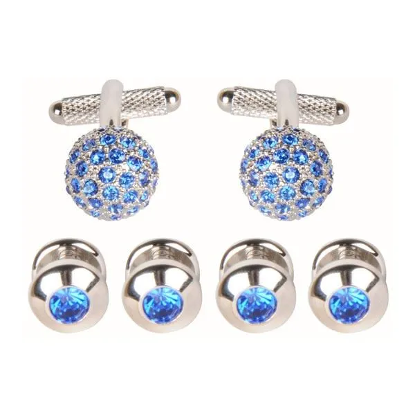 Blue Crystal Cufflinks and Dress Studs