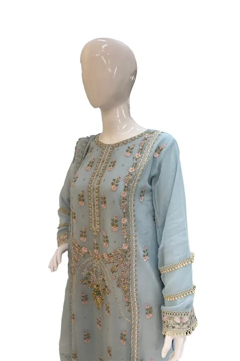 Blue Thread Work Ladies Suit