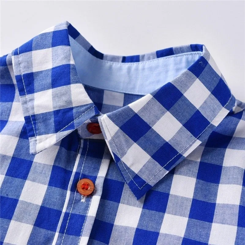 Boy Plaid Dress Shirt   Suspender Pants Gentleman Suit