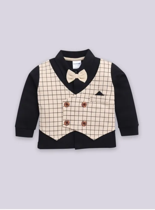 Boys Checkered Three Piece Party Suit with Bow