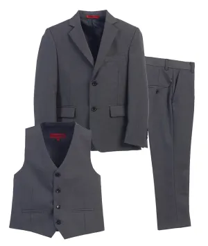 Boys Formal 3 Piece Suit Set with Jacket, Vest and Pants - Charcoal