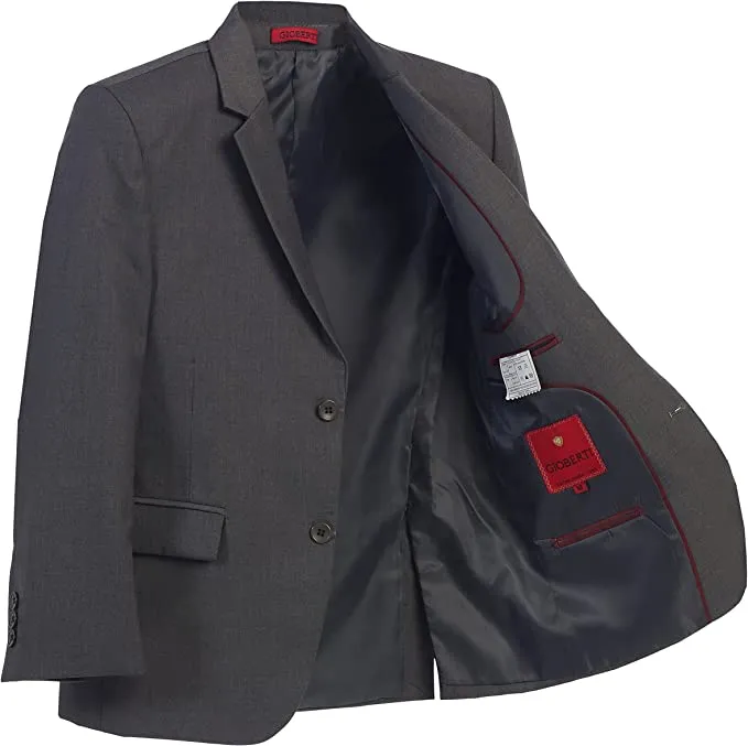 Boys Formal 3 Piece Suit Set with Jacket, Vest and Pants - Charcoal