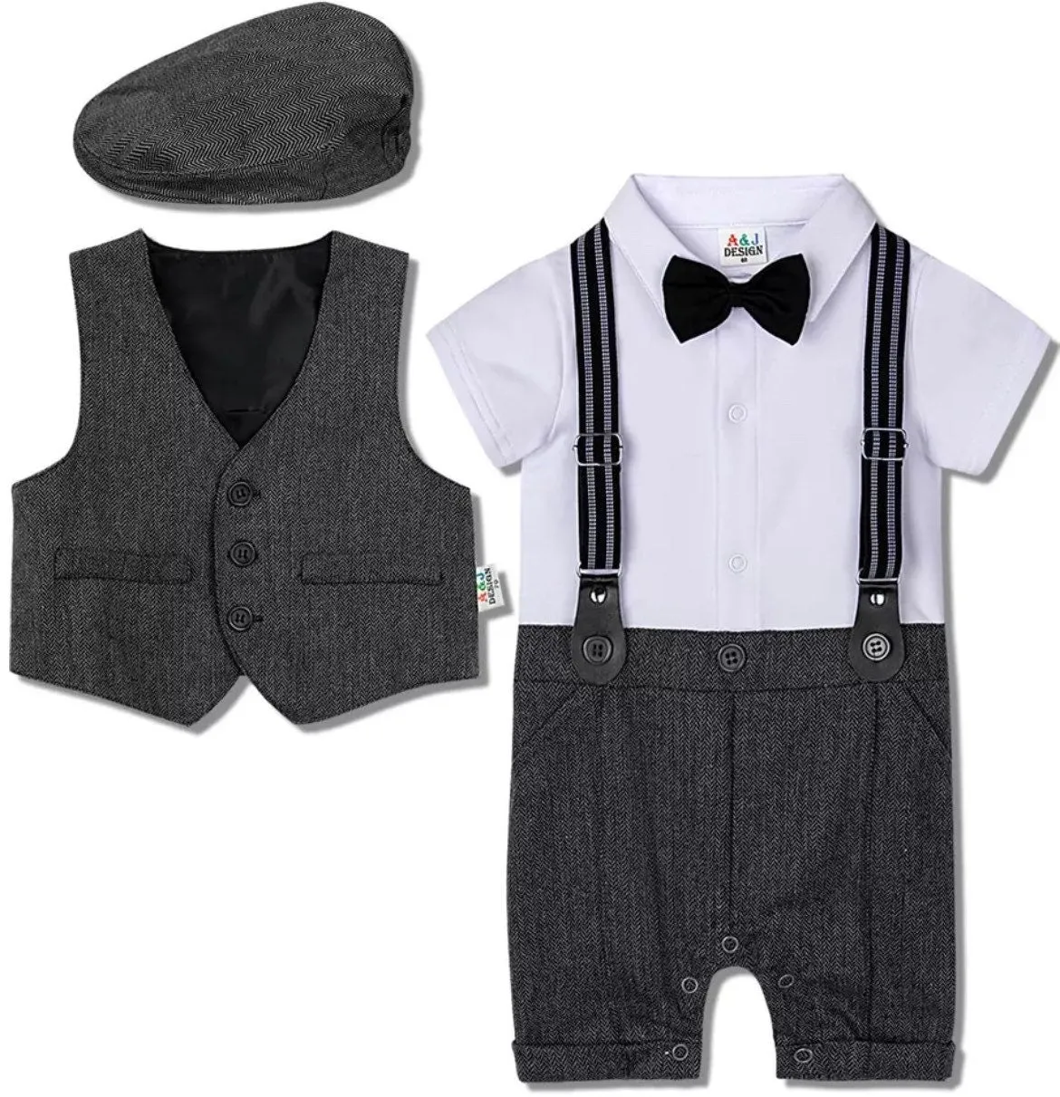 Boys Short Sleeve Tuxedo Set