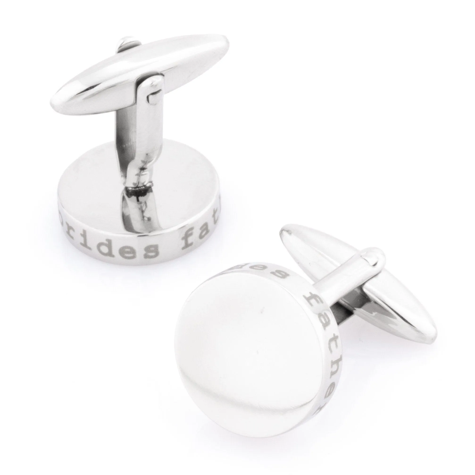 Brides Father Laser Etched Engravable  Wedding Cufflinks