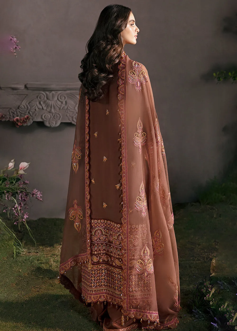 Brown Pakistani Palazzo Suit - Afrozeh La Fuchsia Formals '23 - Mahogany