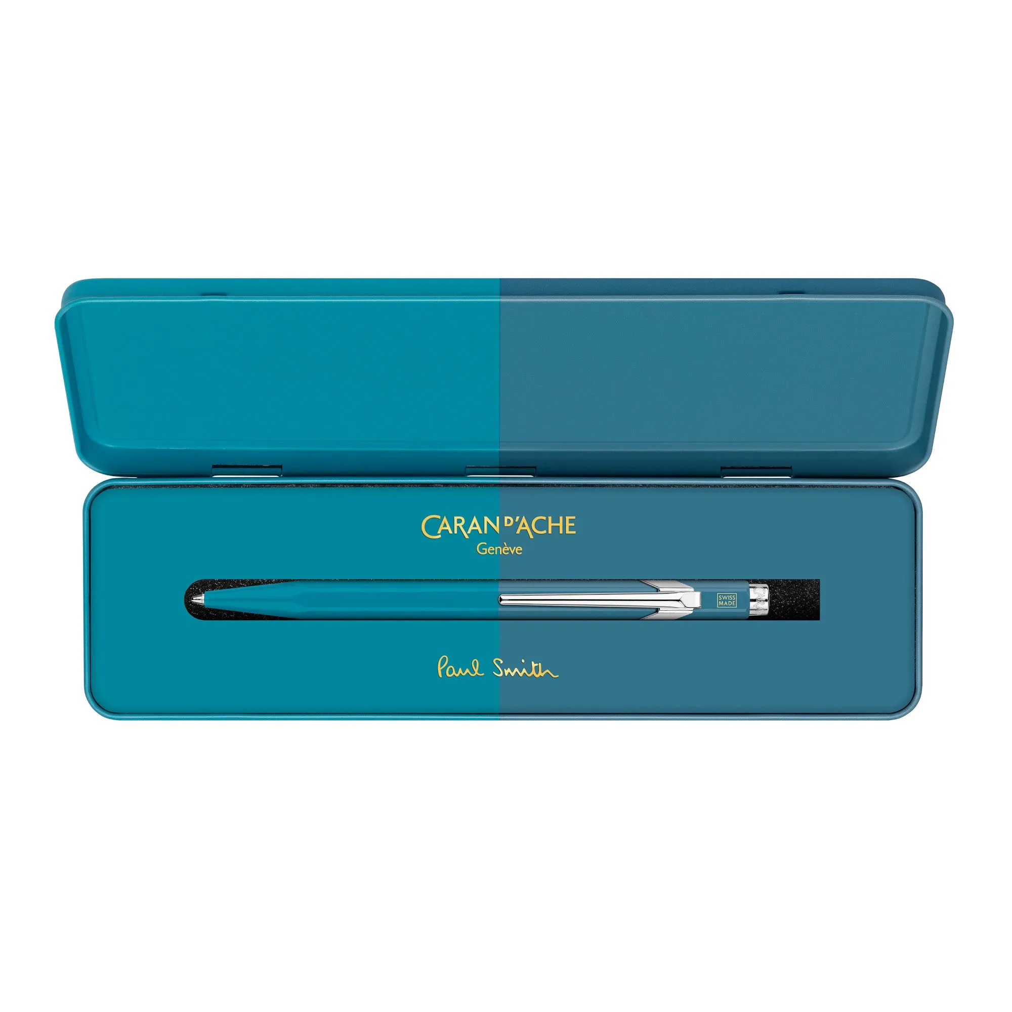 Caran d'Ache Paul Smith 849 Ballpoint Pen - Cyan / Steel (Special Edition)