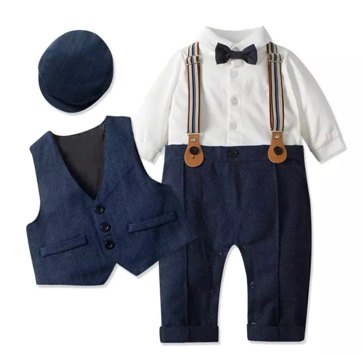 Charlie - Baby Boy Gentleman Romper Wedding Suit , Size Newborn to  3 years