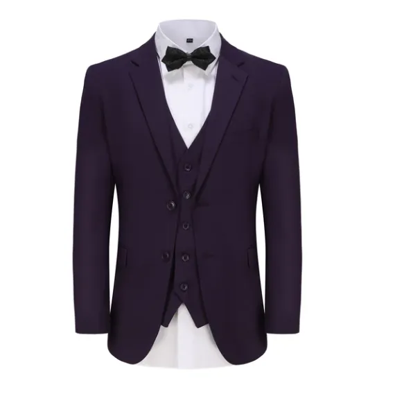 Classic Fit Performance Stretch Three-Piece Suit - Plum