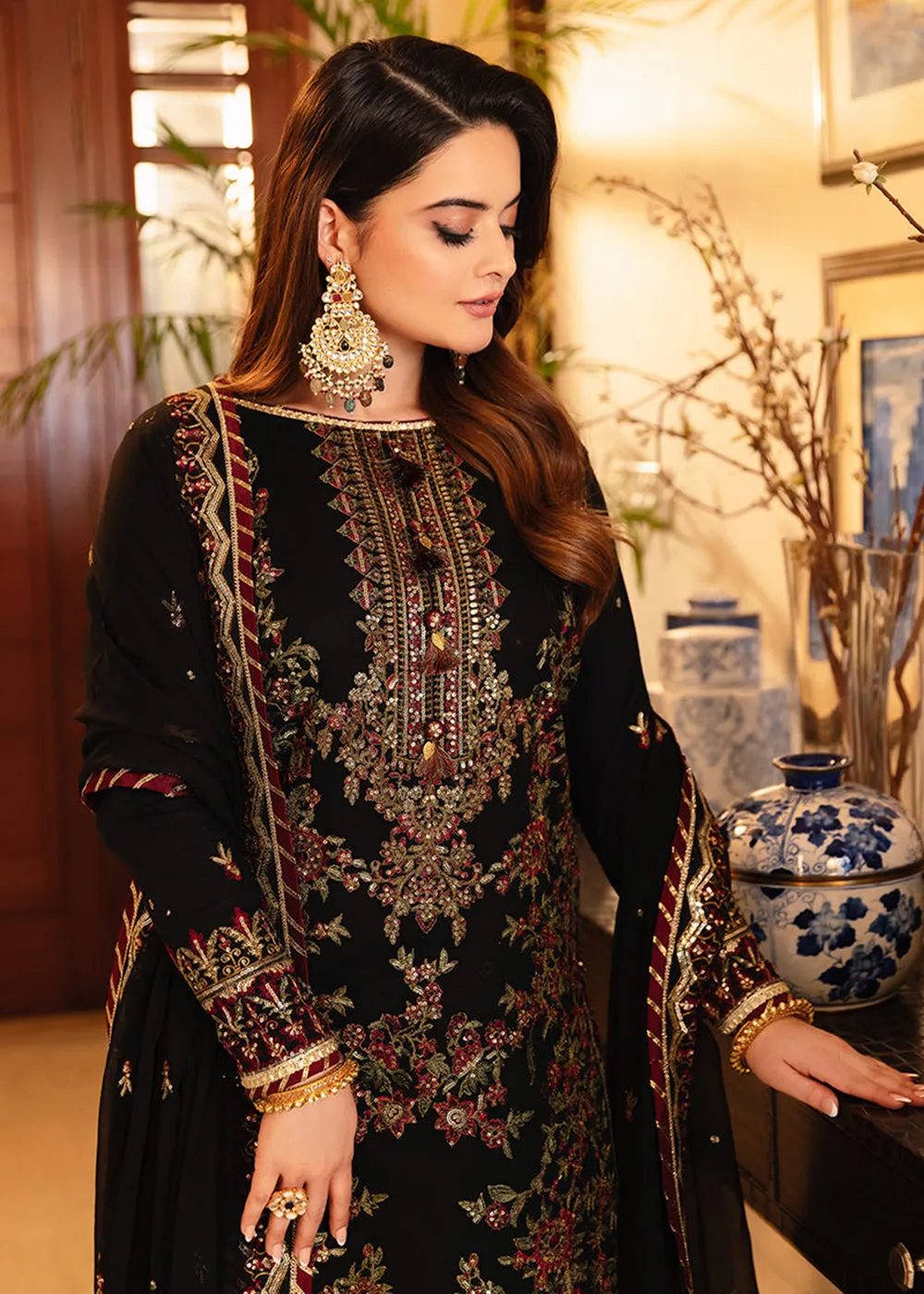 Classy Black Suit - Maahru, Noorie & Meerub '23 by Asim Jofa - AJSM-30