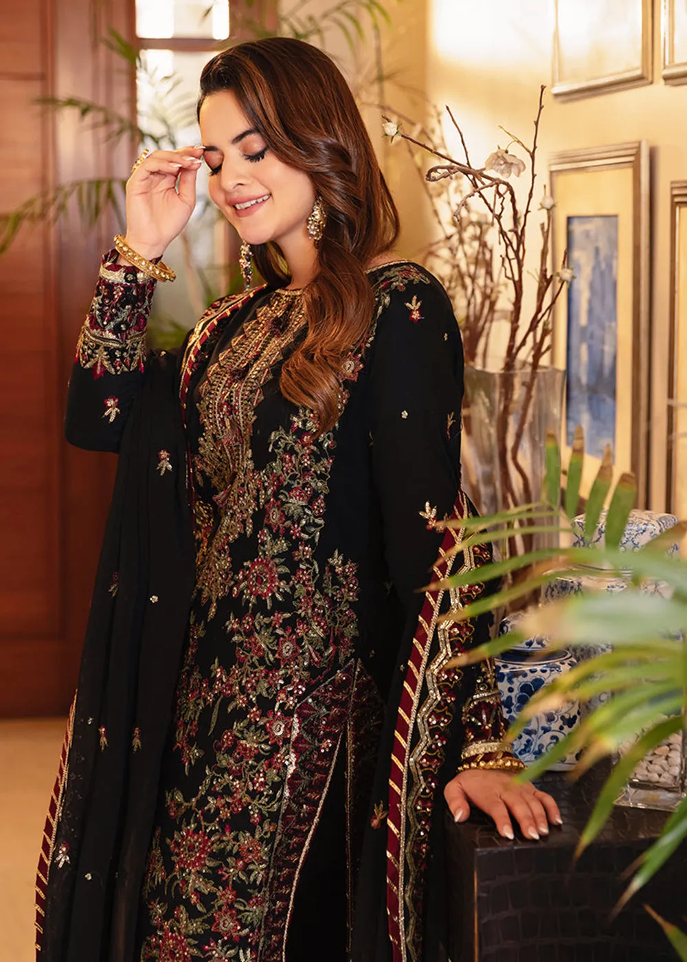 Classy Black Suit - Maahru, Noorie & Meerub '23 by Asim Jofa - AJSM-30