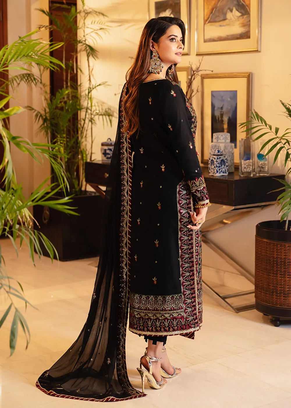 Classy Black Suit - Maahru, Noorie & Meerub '23 by Asim Jofa - AJSM-30