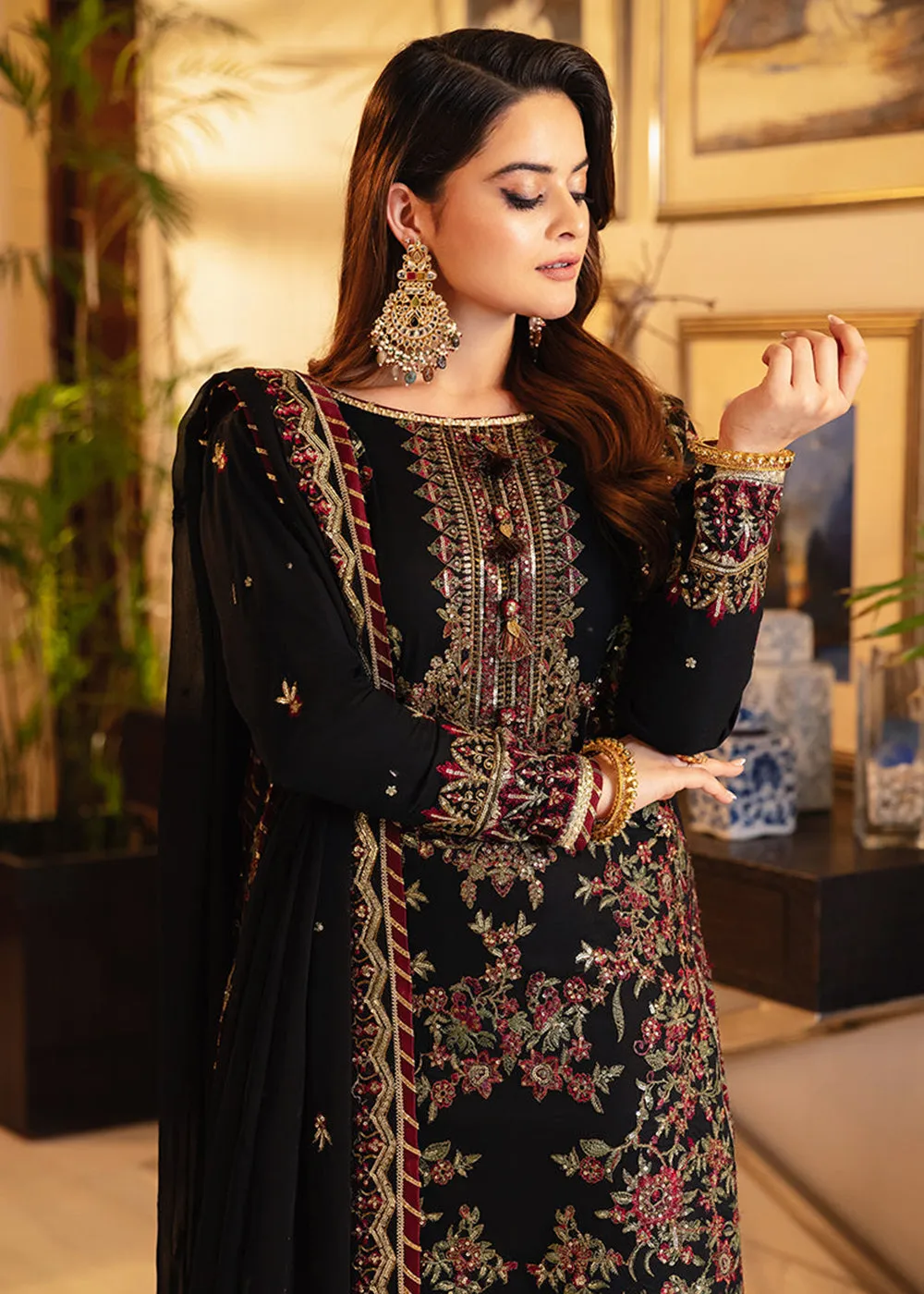 Classy Black Suit - Maahru, Noorie & Meerub '23 by Asim Jofa - AJSM-30