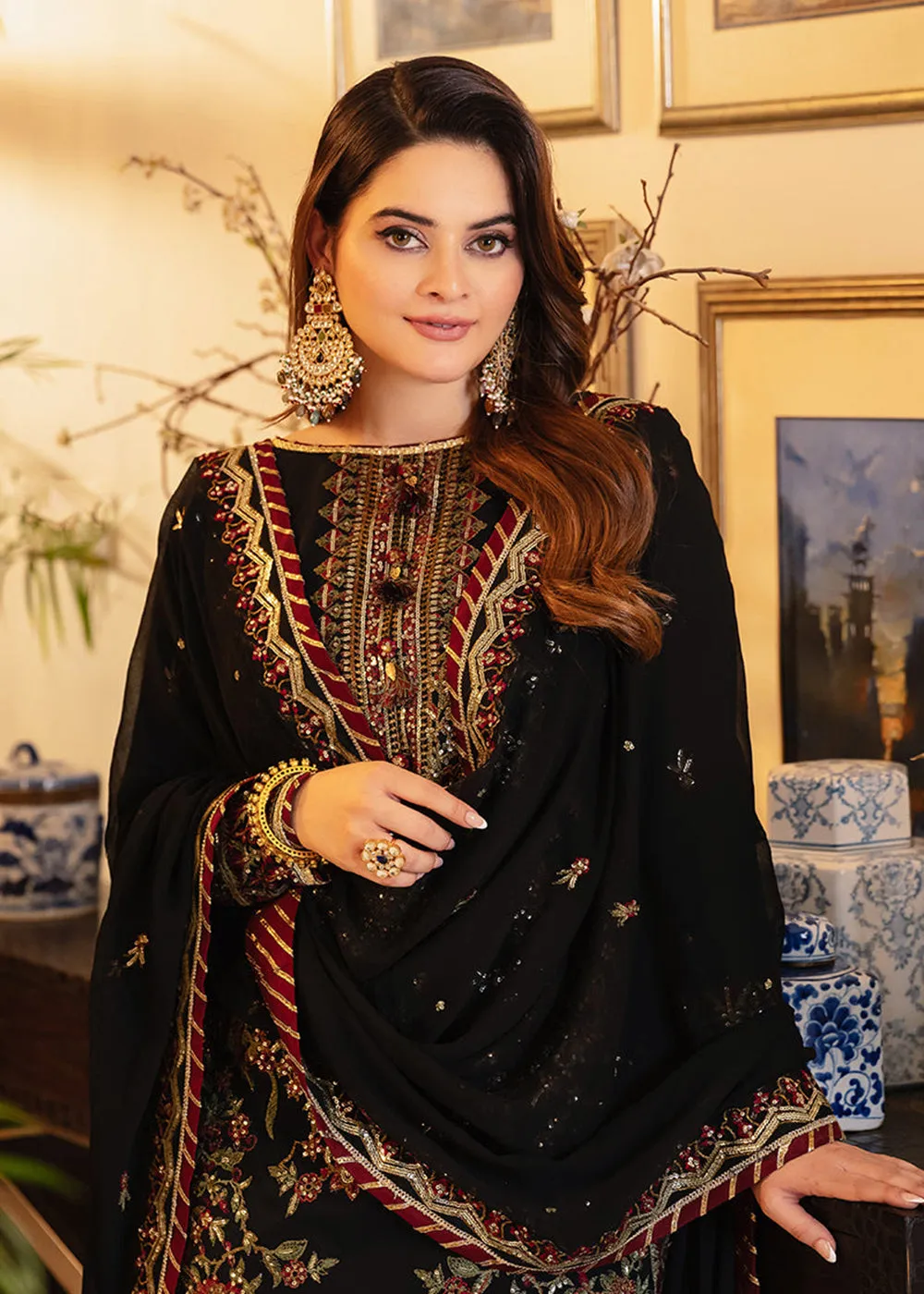 Classy Black Suit - Maahru, Noorie & Meerub '23 by Asim Jofa - AJSM-30