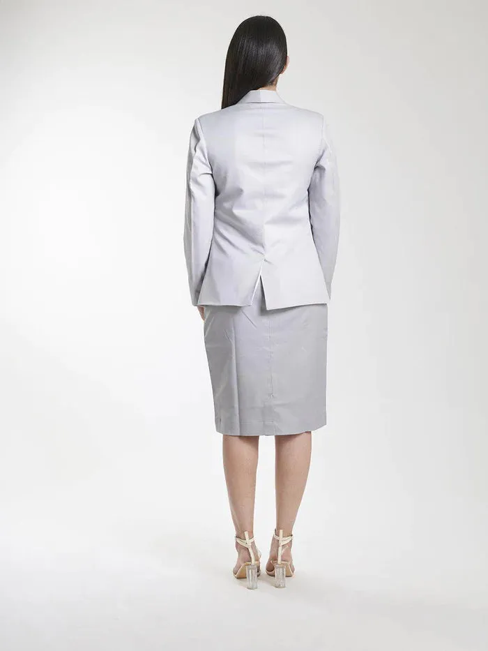 Classy Poly Cotton Skirt Suit - Grey