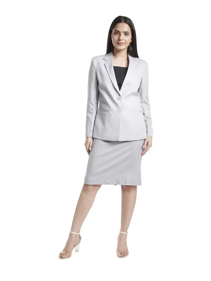 Classy Poly Cotton Skirt Suit - Grey