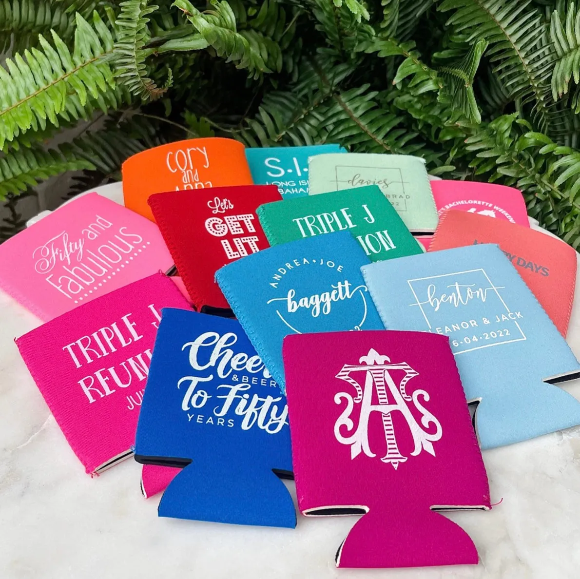 Colorful Monogrammed Event Can Coolers