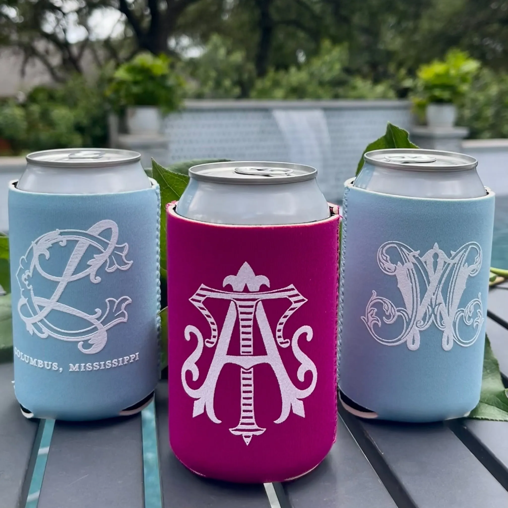 Colorful Monogrammed Event Can Coolers