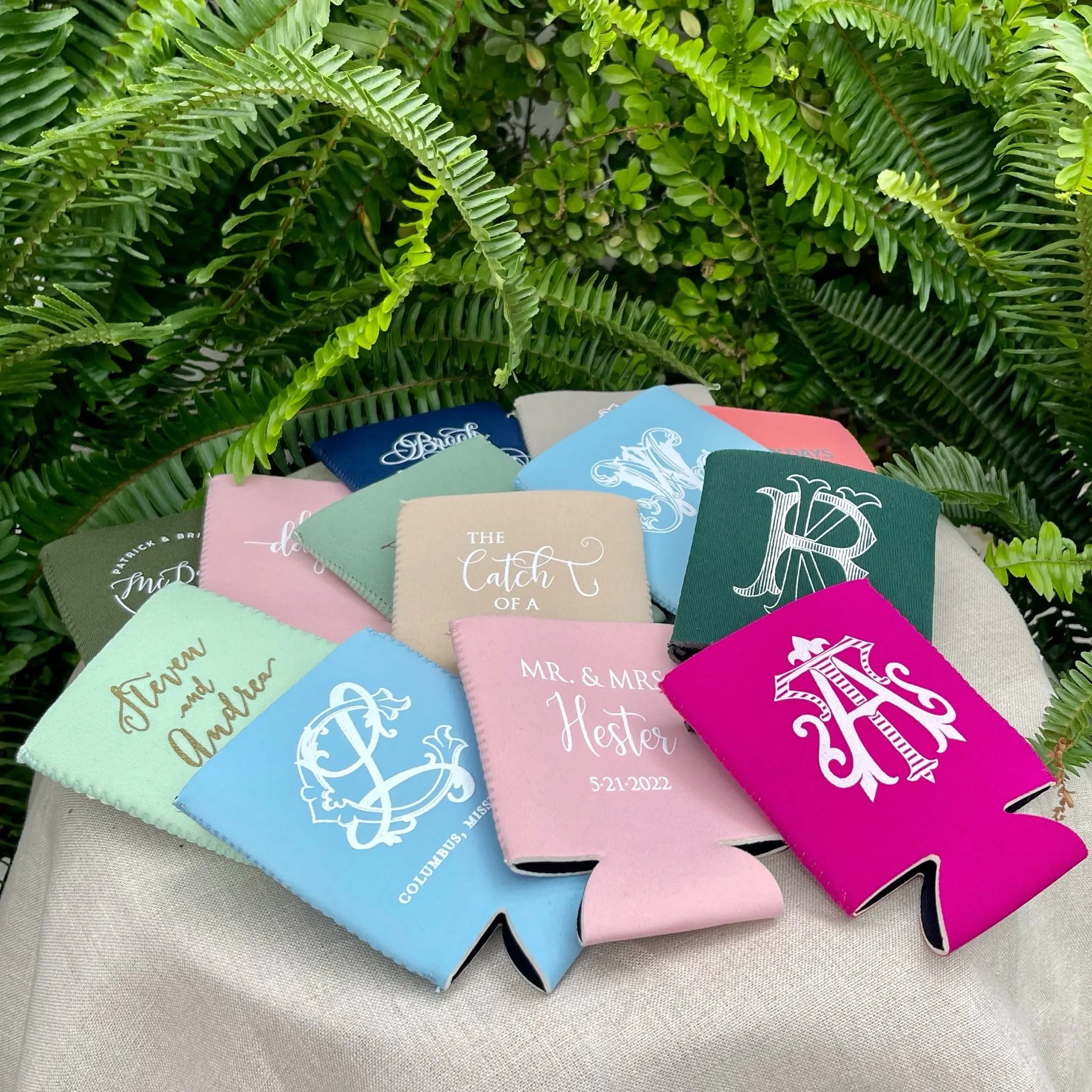 Colorful Monogrammed Event Can Coolers