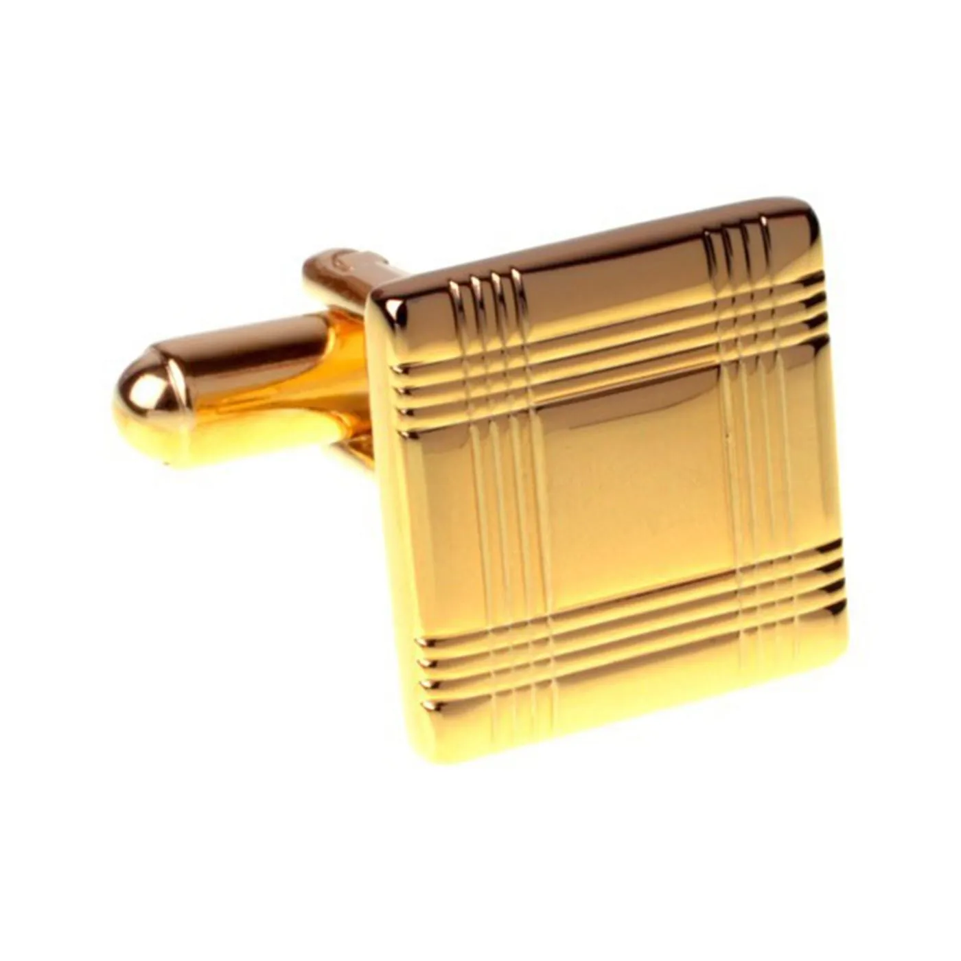 Crossed Line Gold Square Cufflinks