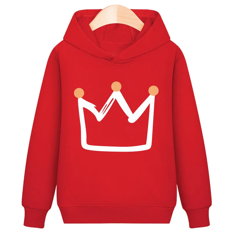 Crown hooded plus velvet sweatshirt