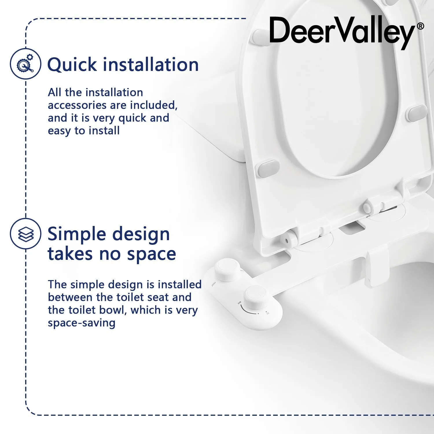 DeerValley DV-1B0095 Elongated Toilet Seat Bidet