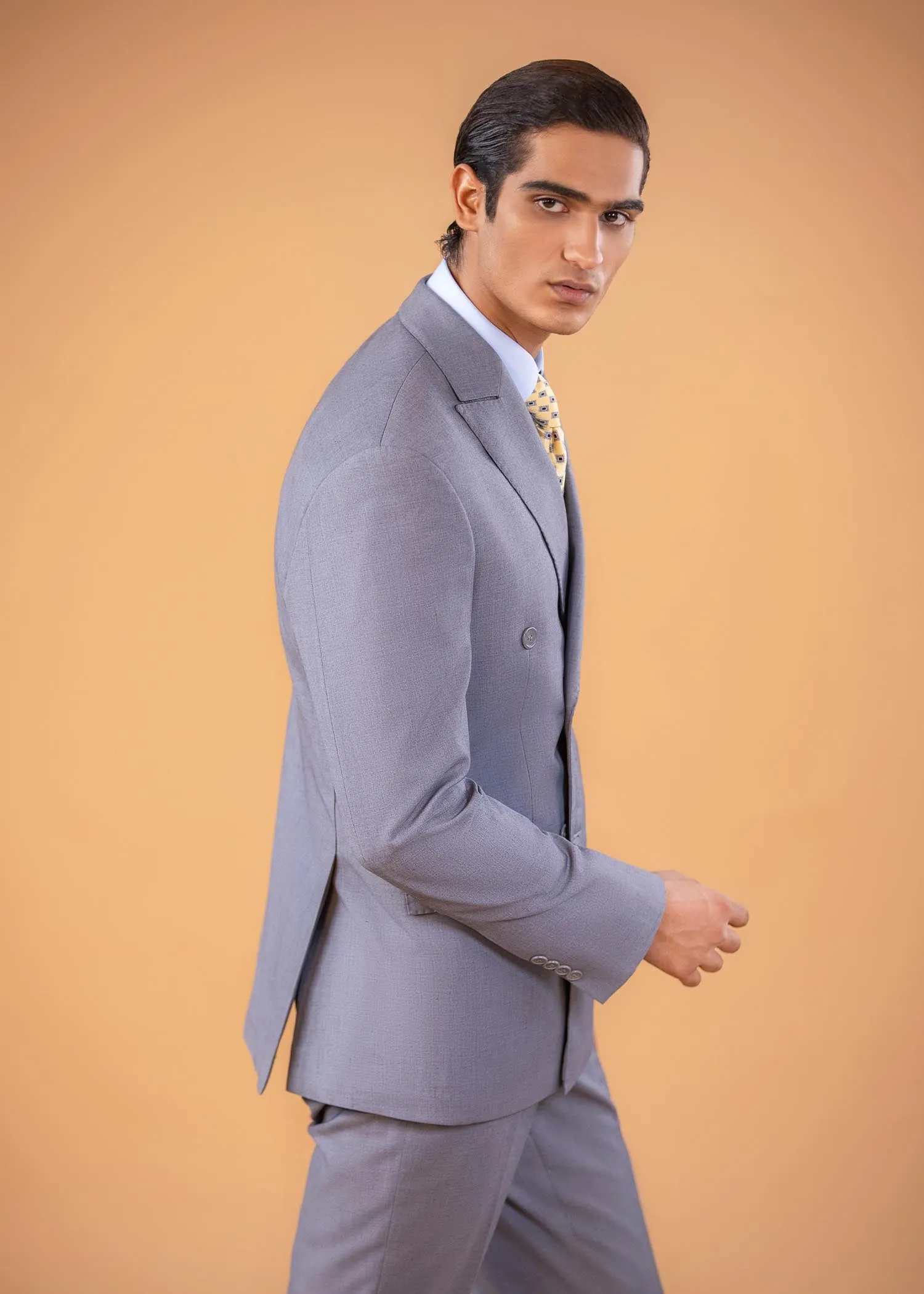 Double Breast Suit - Peak Lapel - Light Grey