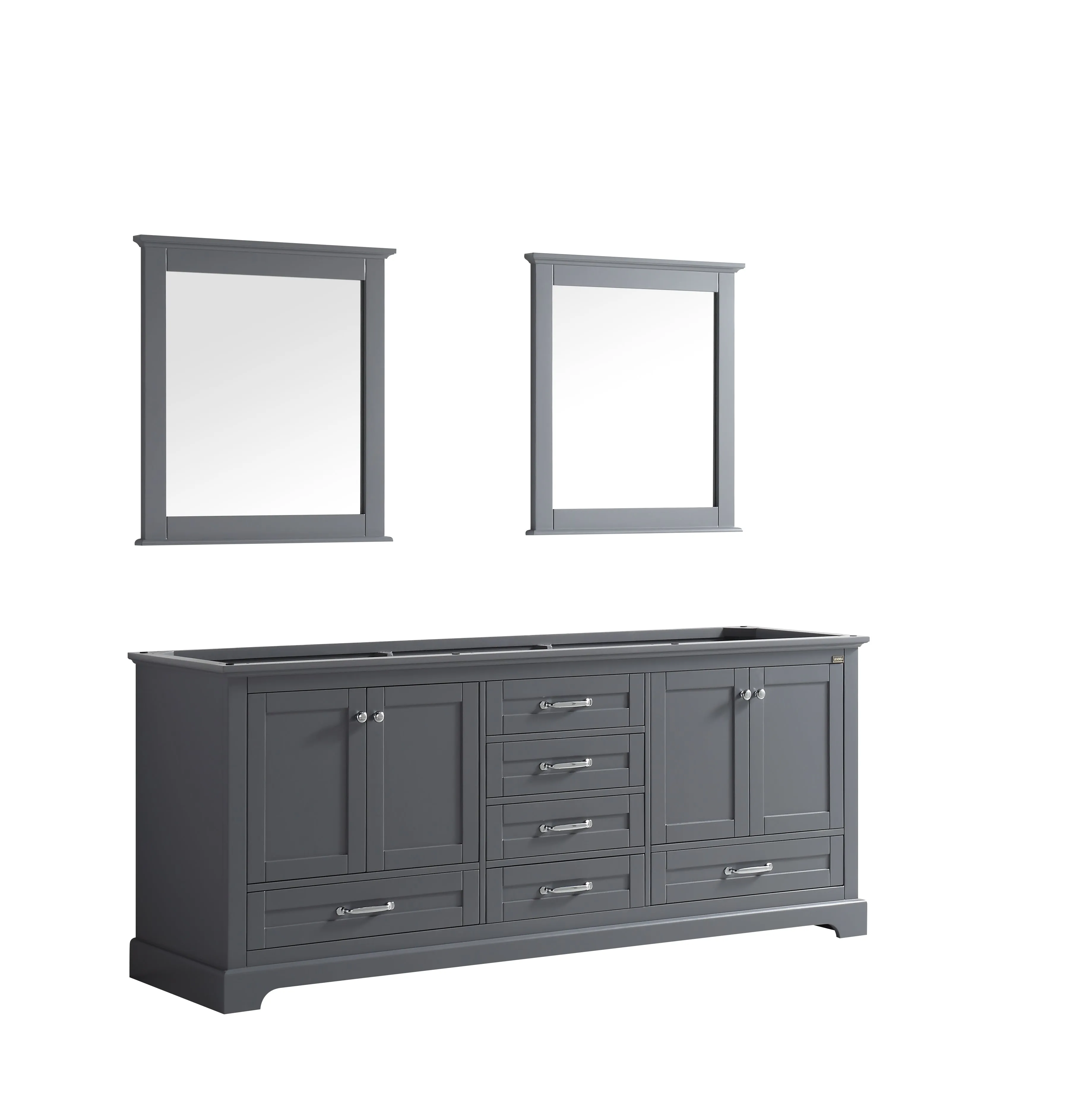 Dukes 80" Double Vanity Dark Grey, no Top and 30" Mirrors