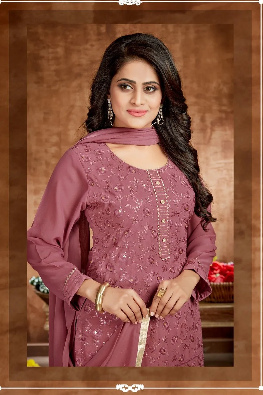 Dusty Pink Gharara Suit