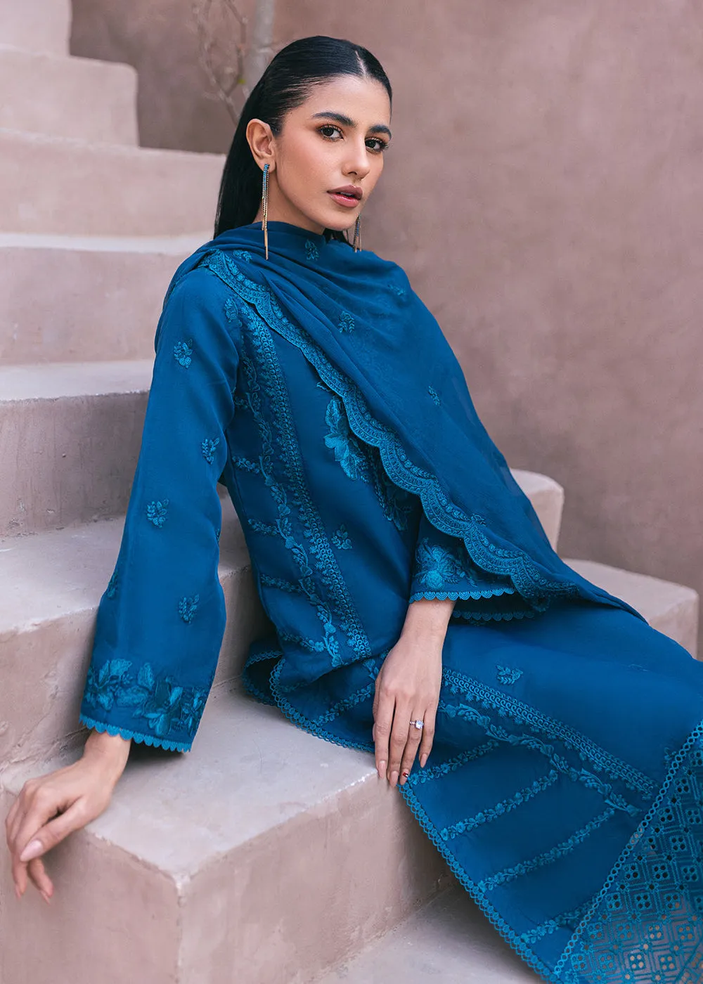 Embroidered Ensembles 3 Pcs by Azure | Hydrangea Hues