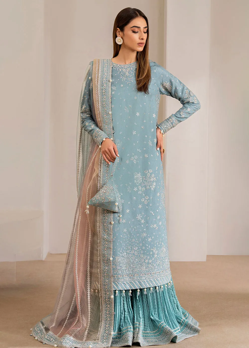 Embroidered Raw Silk Wedding Formals '24 by Jazmin | UR-7013