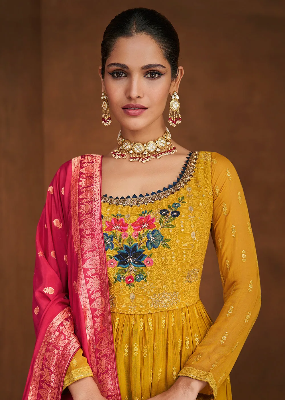 Fabulous Yellow Eid/Festive Palazzo Style Salwar Suit