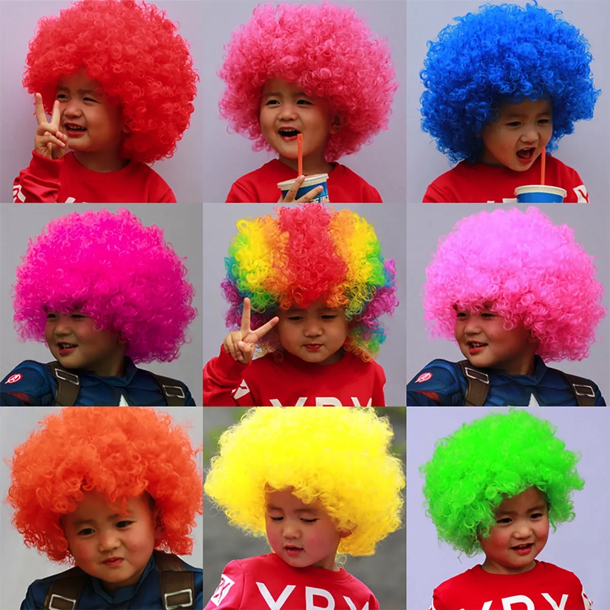 Fancydresswale Claret Wig Colorful Unisex Party Prop Wigs for Kids and Adults -Claret