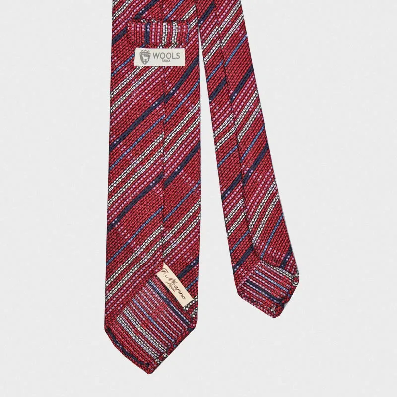 F.Marino Handmade Grenadine Silk Tie Madras Red