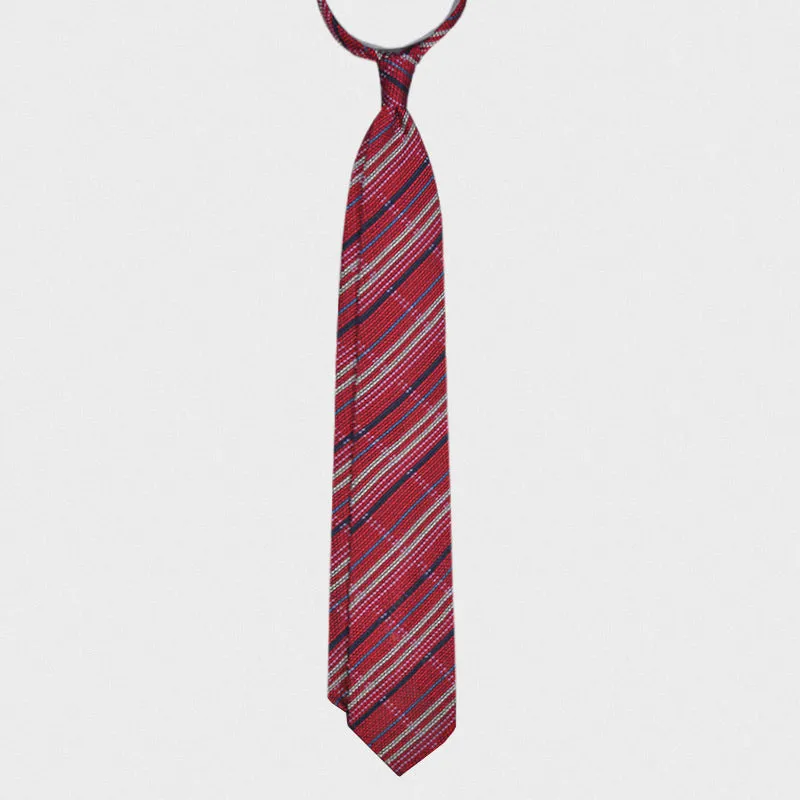 F.Marino Handmade Grenadine Silk Tie Madras Red