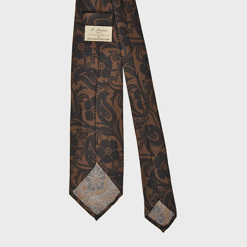 F.Marino Handmade Silk Tie 3-Fold Liberty Garden | Brown