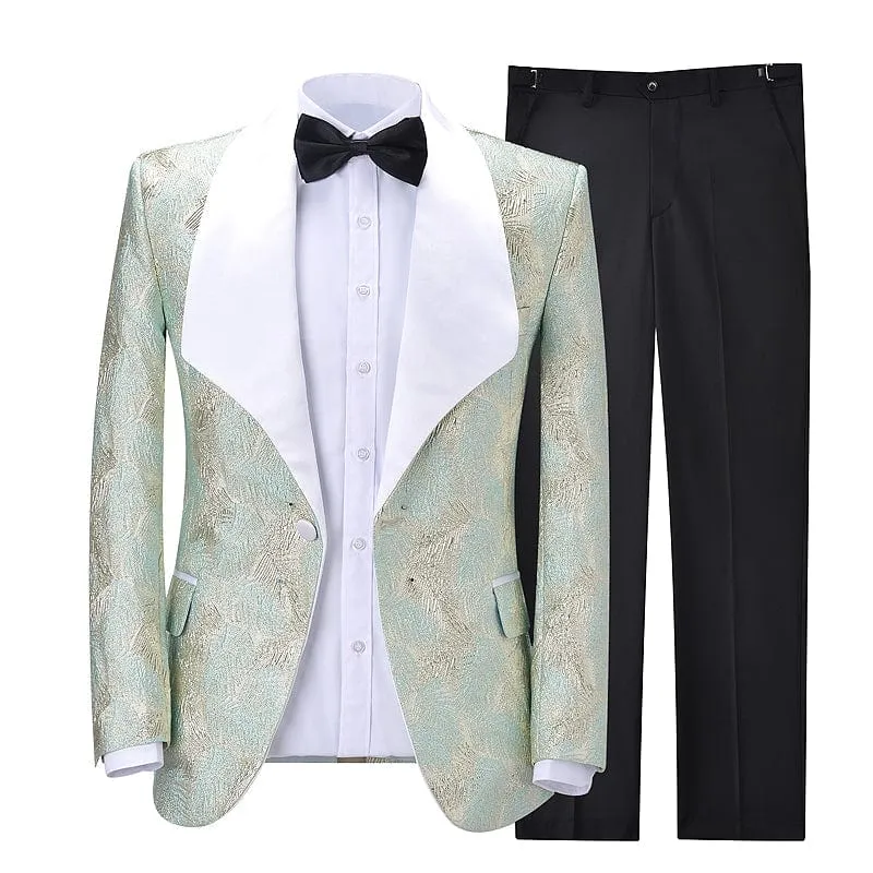 Formal 2 Pieces Mens Suit Patterned Shawl Lapel Tuxedos (Blazer Pants)