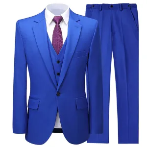 Formal Men's 3 Pieces Mens Suit Notch Lapel Flat Tuxedos (Blazer vest Pants)