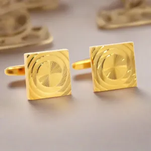 Gold Square Cufflinks with Circular Ring  (Online Exclusive)