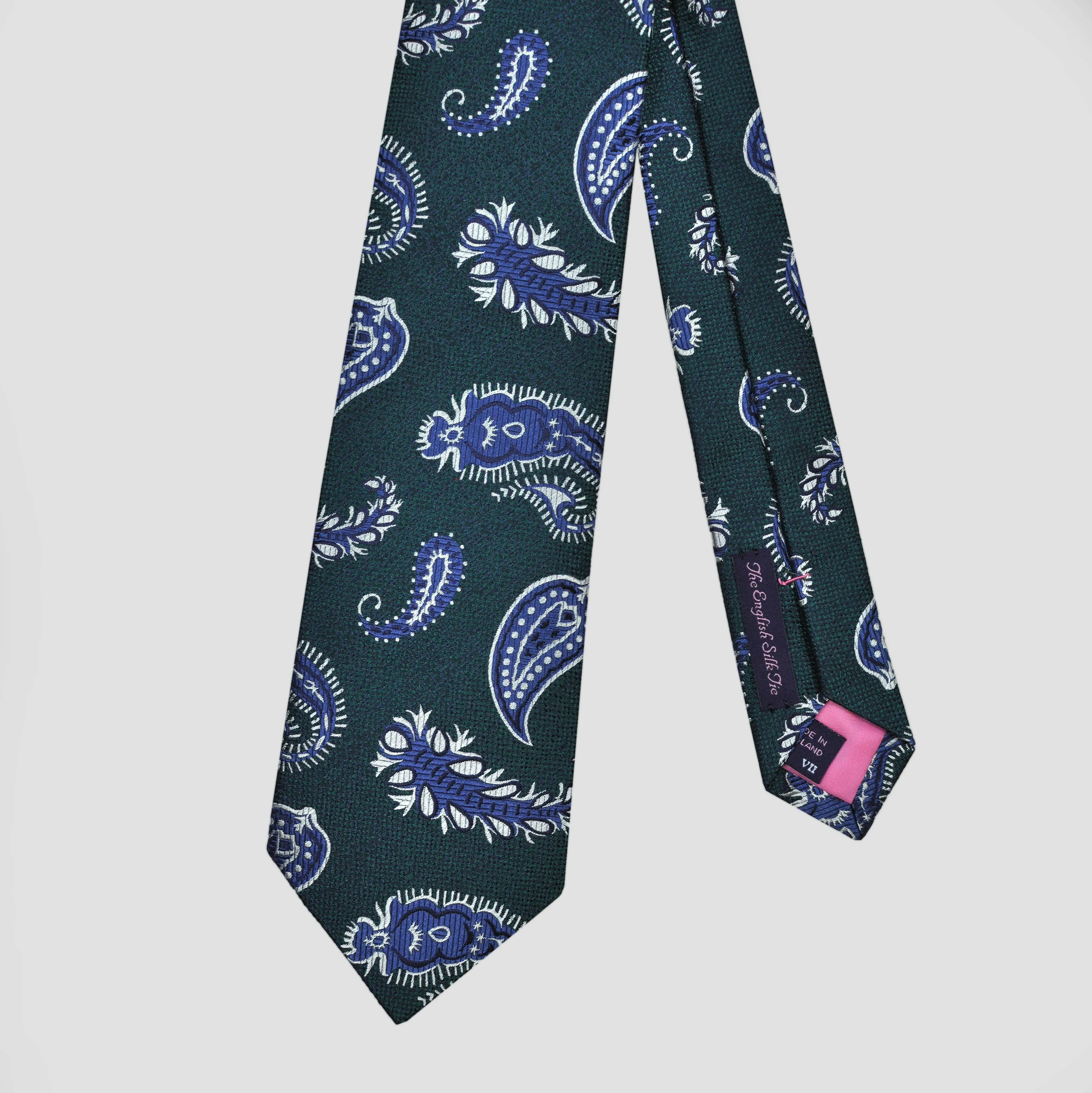 Green & Blue Paisley Natte Silk Tie