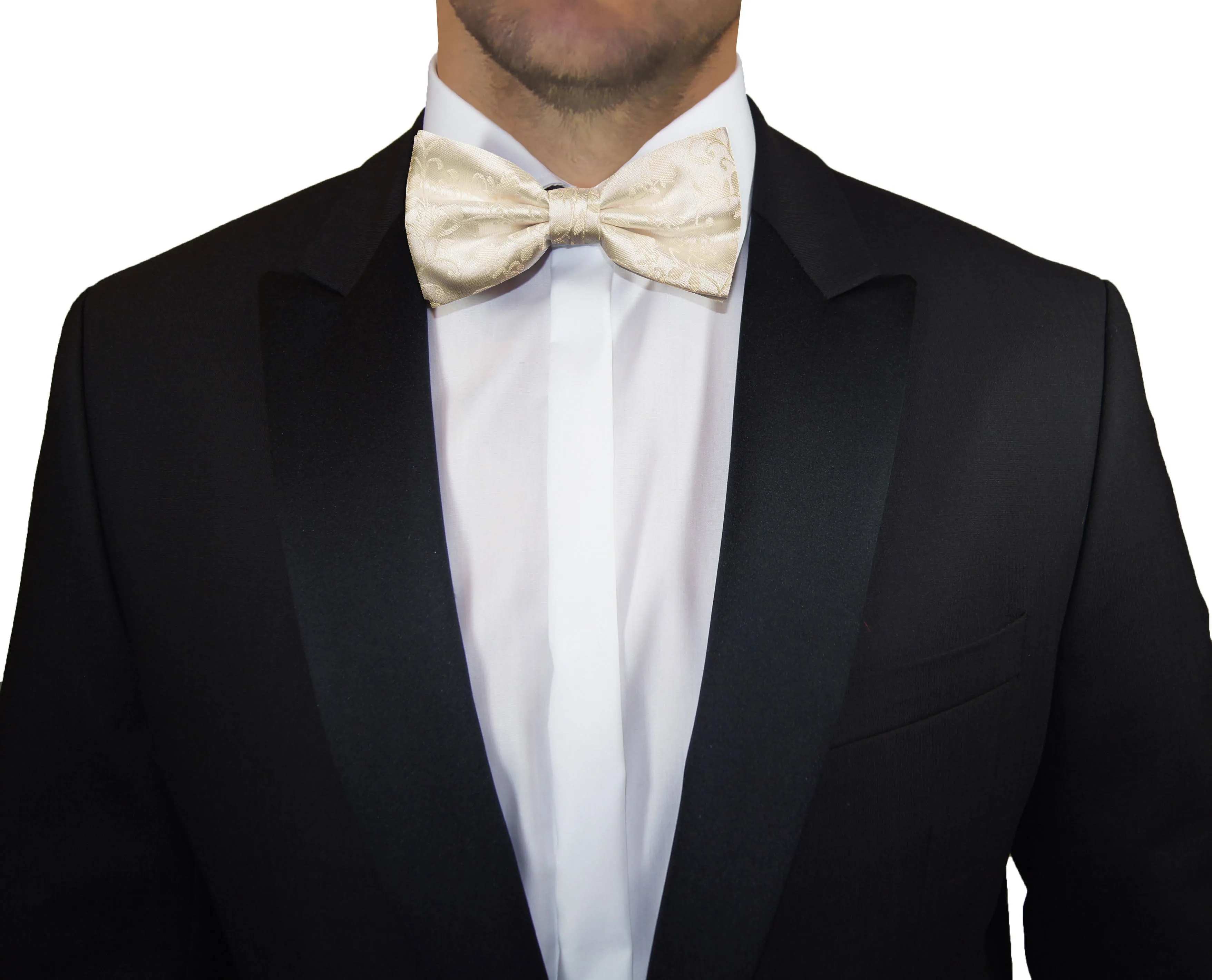 Ivory Vines Formal Silk Bow Tie by Paul Malone