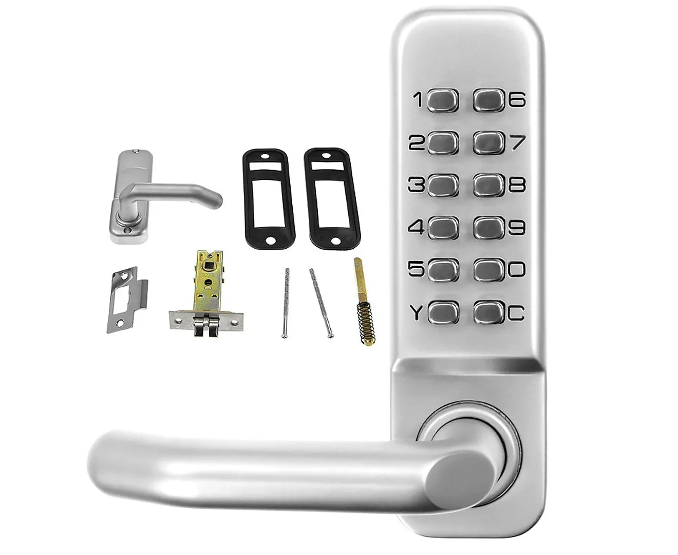 Keyless Push Button Digital Security Door Lock, Satin Chrome