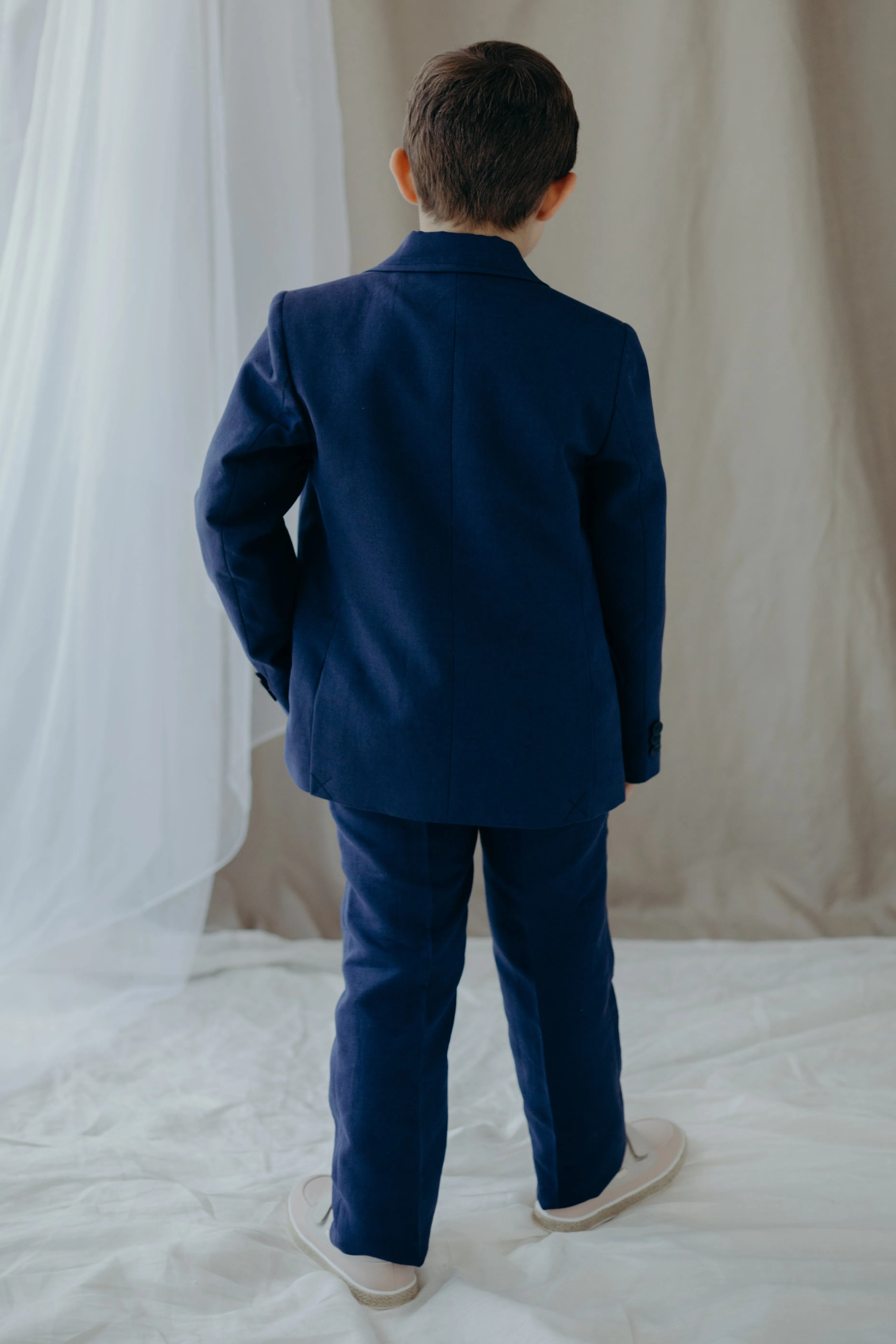 Linen Suit for Boys in Dark Blue - First Communion and Special Events