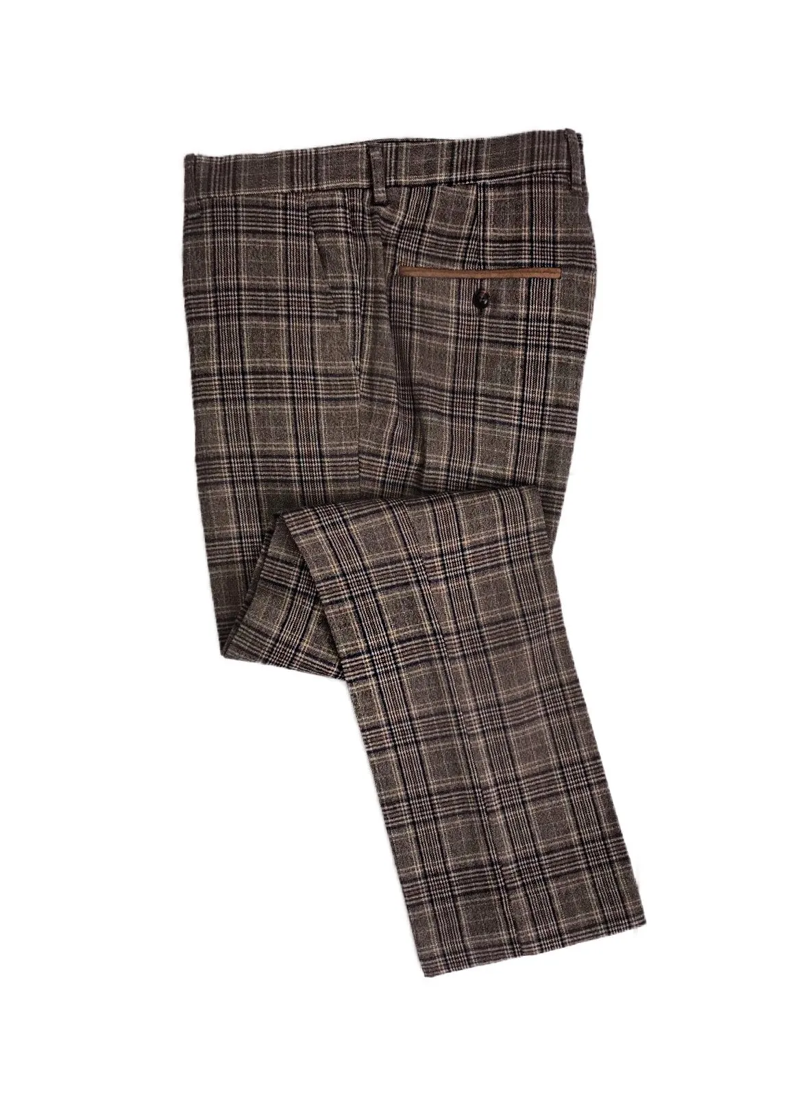 MARC DARCY Enzo Tan Check 3 Piece Suit