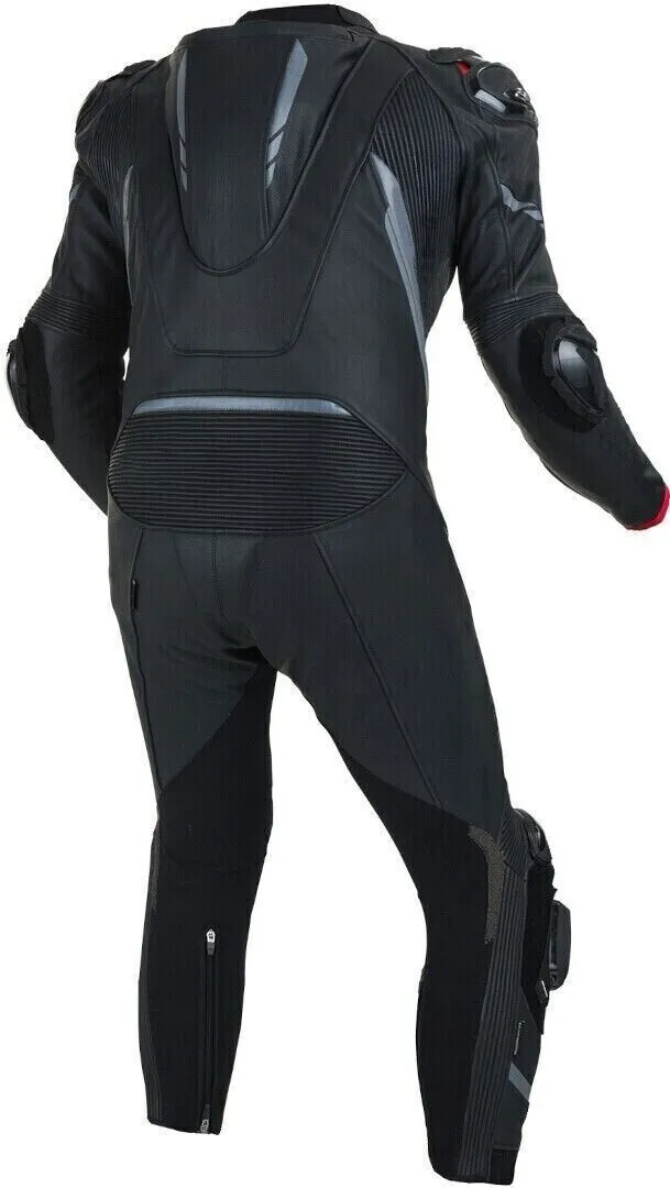 MEN MOTORCYCLE BLACK LEATHER RACING SUIT