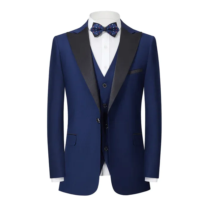 Men's 3-Piece One Button Peak lapel Slim Fit Suit For Wedding Or Party (Blazer vest Pants)