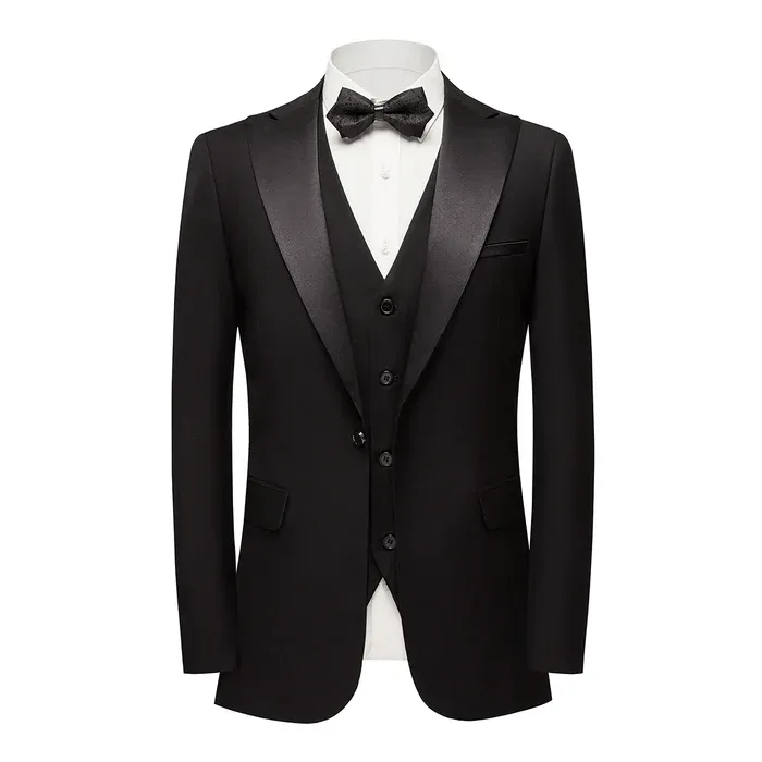 Men's 3-Piece One Button Peak lapel Slim Fit Suit For Wedding Or Party (Blazer vest Pants)